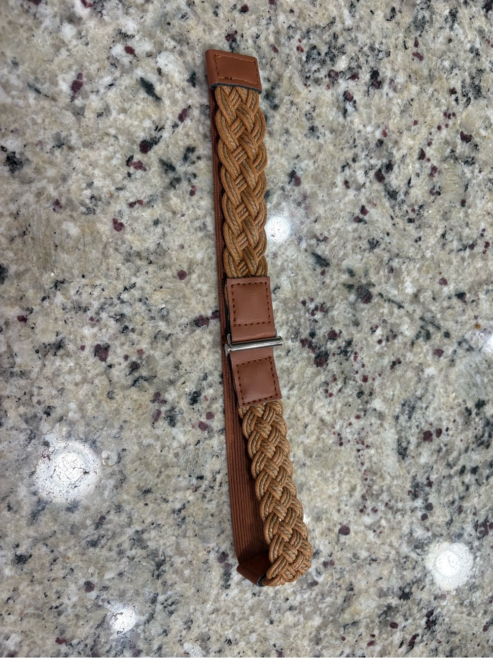 Cognac brown woven stretch belt girls one size unbranded GUC